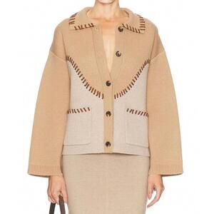 NEW SIMKHAI chesney oversized cardigan in camel multi